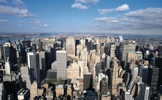Вид с воздуха на Нью-Йорк.